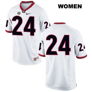 Women's Georgia Bulldogs NCAA #24 Prather Hudson Nike Stitched White Authentic No Name College Football Jersey EMP8654JL